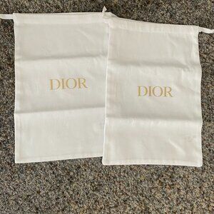 Set of Two 2 White Drawstring Dior Shoe Dust Bags